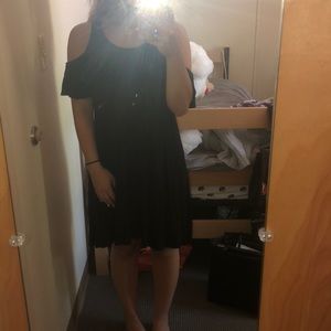 NWOT Black Cold Shoulder Swing Dress